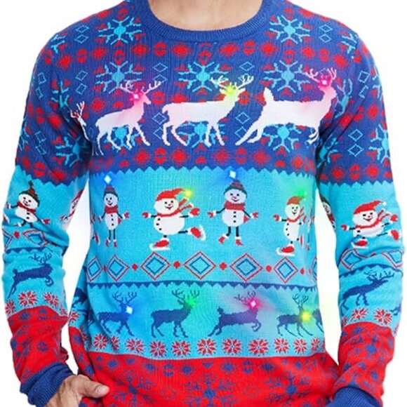 Men/Women Light Up Knitted Ugly Christmas Sweater with Multi-Colore - Picture 2 of 10